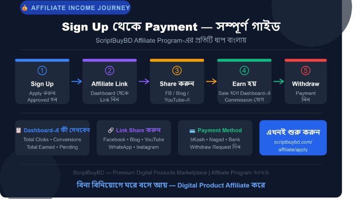 ঘরে বসে Digital Product বিক্রি করে আয় করুন | ScriptBuyBD Affiliate Program-এ Sign Up করার সম্পূর্ণ গাইড ২০২৬